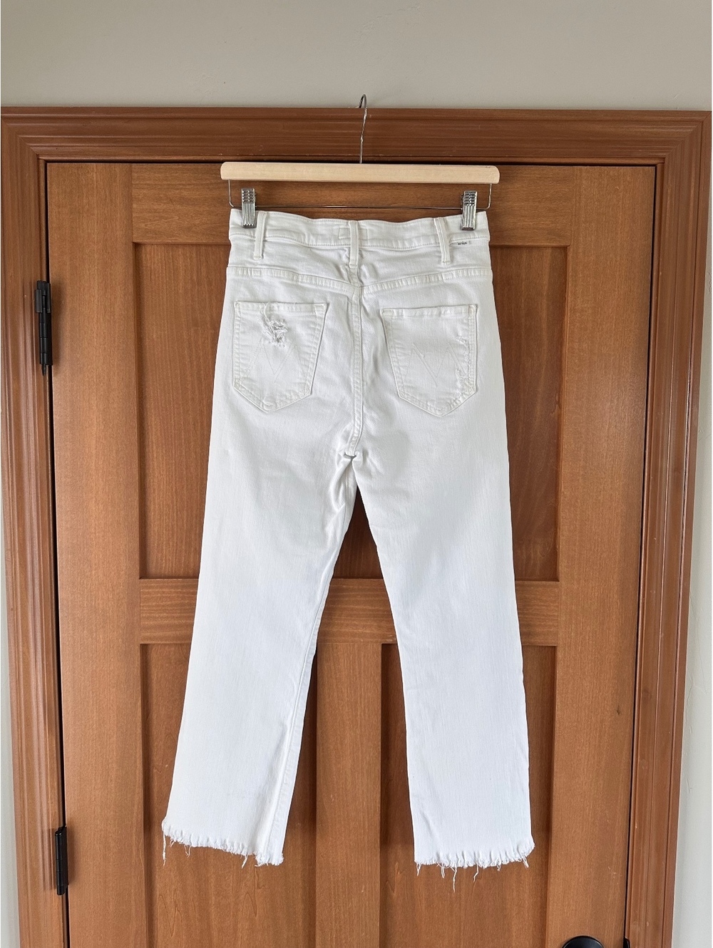 MOTHER The Hustler Ankle Fray Jeans In Tea and Biscuits White Wash Women’s sz 27 - Picture 5 of 15